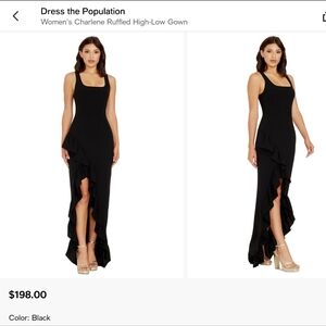 Dress the Population Charlene Ruffle Gown - Black